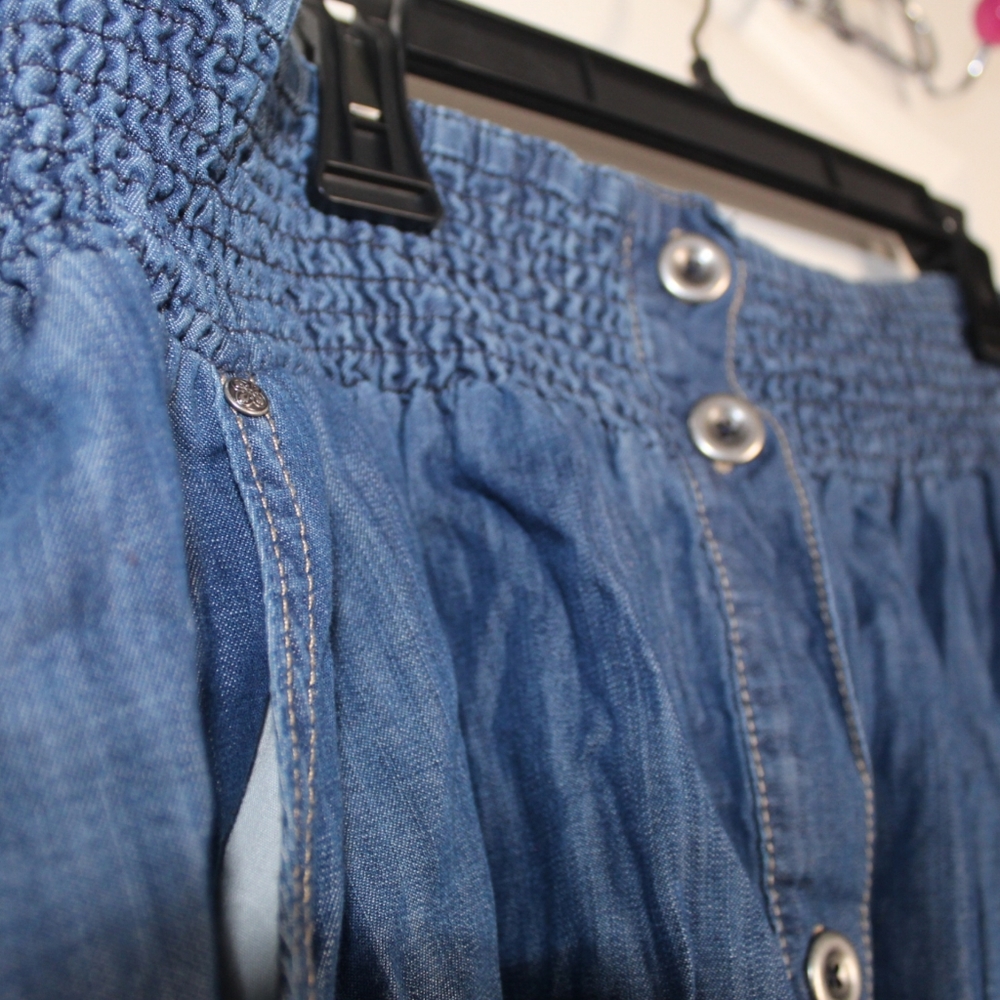 Lane Bryant Blue Front Button Down Skirt